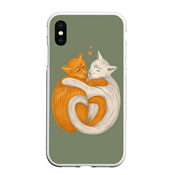 Чехол iPhone XS Max матовый Любовь котов сердце
