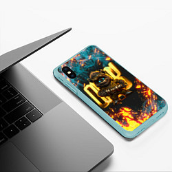 Чехол iPhone XS Max матовый Steampunk bear, цвет: 3D-мятный — фото 2