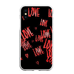 Чехол iPhone XS Max матовый Паттерн любовь, цвет: 3D-белый