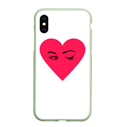 Чехол iPhone XS Max матовый Красное сердце - любовь с глазами