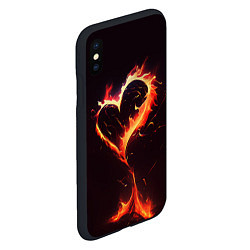 Чехол iPhone XS Max матовый Арт нейросети пламенное сердце, цвет: 3D-черный — фото 2
