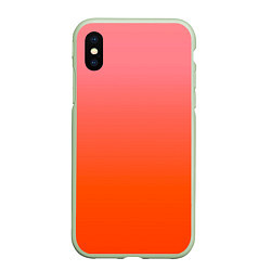 Чехол iPhone XS Max матовый Оранжево-розовый градиент, цвет: 3D-салатовый