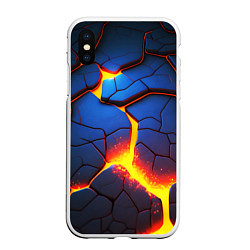 Чехол iPhone XS Max матовый Яркая неоновая лава, разломы