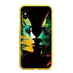 Чехол iPhone XS Max матовый Краски любви, цвет: 3D-желтый