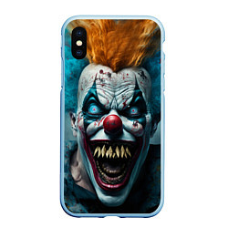 Чехол iPhone XS Max матовый Бешенный клоун, цвет: 3D-голубой