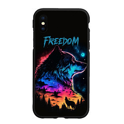 Чехол iPhone XS Max матовый Волк свобода, цвет: 3D-черный