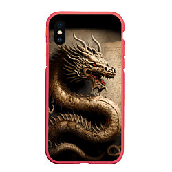 Чехол iPhone XS Max матовый Китайский дракон с открытой пастью