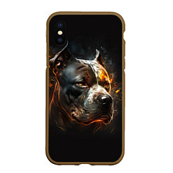 Чехол iPhone XS Max матовый Стаффордширский терьер - огонь, цвет: 3D-коричневый