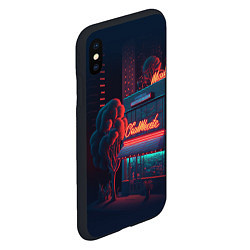 Чехол iPhone XS Max матовый Ночные улицы в неоновом свете, цвет: 3D-черный — фото 2