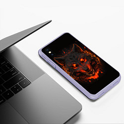 Чехол iPhone XS Max матовый Морда огненного волка, цвет: 3D-светло-сиреневый — фото 2