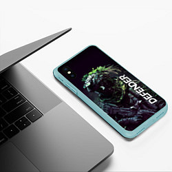 Чехол iPhone XS Max матовый Защитник в стиле киберпанк, цвет: 3D-мятный — фото 2