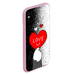 Чехол iPhone XS Max матовый Котик держит сердечко, цвет: 3D-розовый — фото 2