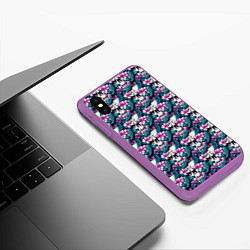 Чехол iPhone XS Max матовый Черепа заросшие цветами, цвет: 3D-фиолетовый — фото 2