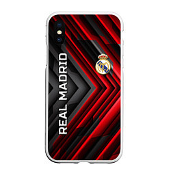 Чехол iPhone XS Max матовый Real Madrid art, цвет: 3D-белый
