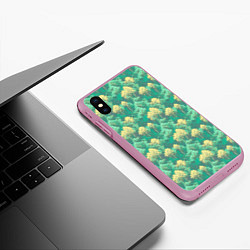 Чехол iPhone XS Max матовый Камуфляж деревья двуцветный, цвет: 3D-розовый — фото 2