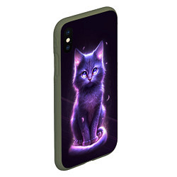 Чехол iPhone XS Max матовый Неоновый котик в лесу, цвет: 3D-темно-зеленый — фото 2