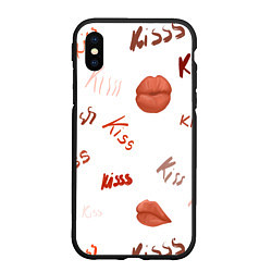 Чехол iPhone XS Max матовый Поцелуйчики, цвет: 3D-черный
