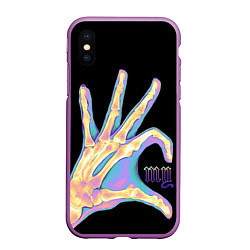 Чехол iPhone XS Max матовый Сердечко левой рукой - неоновый рентген