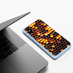Чехол iPhone XS Max матовый Медовые пчелиные соты, цвет: 3D-голубой — фото 2