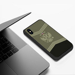 Чехол iPhone XS Max матовый Двуглавый орел россии, цвет: 3D-черный — фото 2