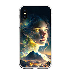 Чехол iPhone XS Max матовый Девушка-ночь, цвет: 3D-белый