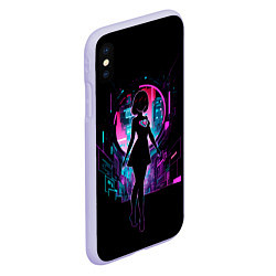 Чехол iPhone XS Max матовый Silhouette of a cute anime girl, цвет: 3D-светло-сиреневый — фото 2