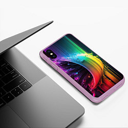 Чехол iPhone XS Max матовый Волна красок, цвет: 3D-сиреневый — фото 2