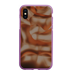 Чехол iPhone XS Max матовый Тёмно-золотистые абстрактные волны, цвет: 3D-фиолетовый