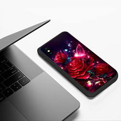 Чехол iPhone XS Max матовый Розы с огоньками, цвет: 3D-черный — фото 2