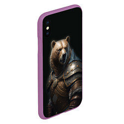 Чехол iPhone XS Max матовый Медведь в доспехах, цвет: 3D-фиолетовый — фото 2