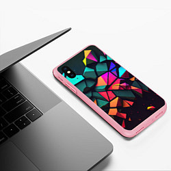 Чехол iPhone XS Max матовый Неоновые абстрактные камушки, цвет: 3D-баблгам — фото 2