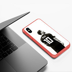 Чехол iPhone XS Max матовый 10 Leo Messi, цвет: 3D-красный — фото 2