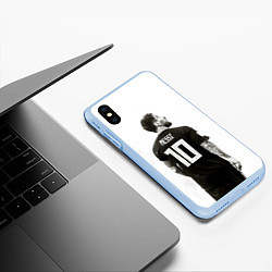 Чехол iPhone XS Max матовый 10 Leo Messi, цвет: 3D-голубой — фото 2