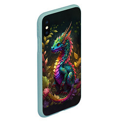 Чехол iPhone XS Max матовый Разноцветный дракончик в лесу, цвет: 3D-мятный — фото 2