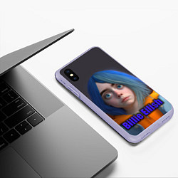 Чехол iPhone XS Max матовый Портрет Билли Айлиш в исполнении нейросети, цвет: 3D-светло-сиреневый — фото 2