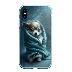 Чехол iPhone XS Max матовый Милый щенок в одеяле