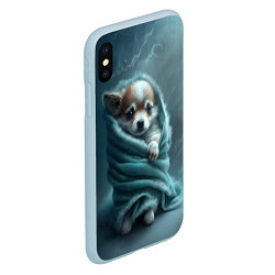 Чехол iPhone XS Max матовый Милый щенок в одеяле, цвет: 3D-голубой — фото 2