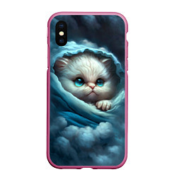 Чехол iPhone XS Max матовый Котик в одеяльце в облаках
