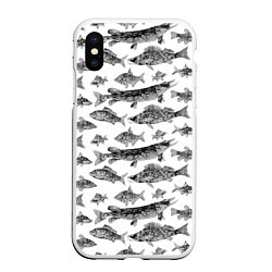 Чехол iPhone XS Max матовый Паттерн на каждый день о рыбалке, цвет: 3D-белый