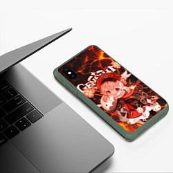 Чехол iPhone XS Max матовый Кли на фоне раскаленной лавы, цвет: 3D-темно-зеленый — фото 2