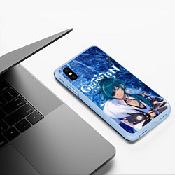 Чехол iPhone XS Max матовый Кэйа на фоне расколотого льда, цвет: 3D-голубой — фото 2