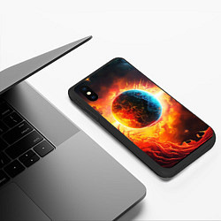 Чехол iPhone XS Max матовый Планета в огненном космосе, цвет: 3D-черный — фото 2