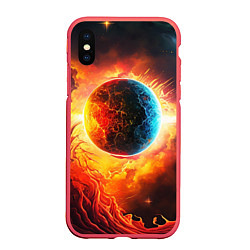 Чехол iPhone XS Max матовый Планета в огненном космосе