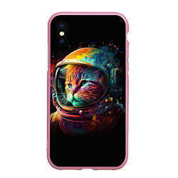 Чехол iPhone XS Max матовый Кот в скафандре, цвет: 3D-розовый