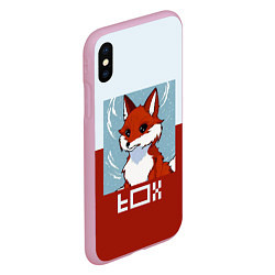 Чехол iPhone XS Max матовый Пиксельная лиса с надписью fox, цвет: 3D-розовый — фото 2