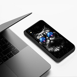 Чехол iPhone XS Max матовый Кот видит млечный путь, цвет: 3D-черный — фото 2