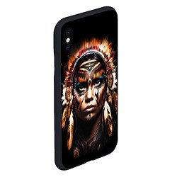 Чехол iPhone XS Max матовый Индианка в боевой раскраске, цвет: 3D-черный — фото 2