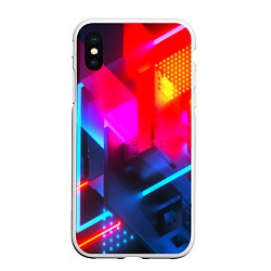 Чехол iPhone XS Max матовый Neon stripes color