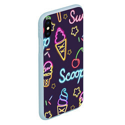 Чехол iPhone XS Max матовый Неоновые надписи sweet scoop, цвет: 3D-голубой — фото 2
