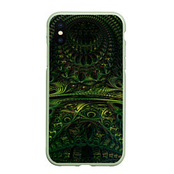 Чехол iPhone XS Max матовый Зелёные древние скрижали паттерн, цвет: 3D-салатовый